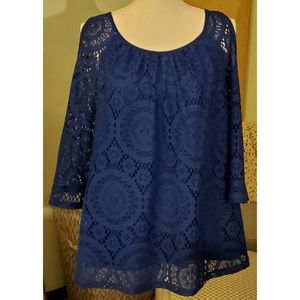 Cold Shoulder Lace Blouse - L